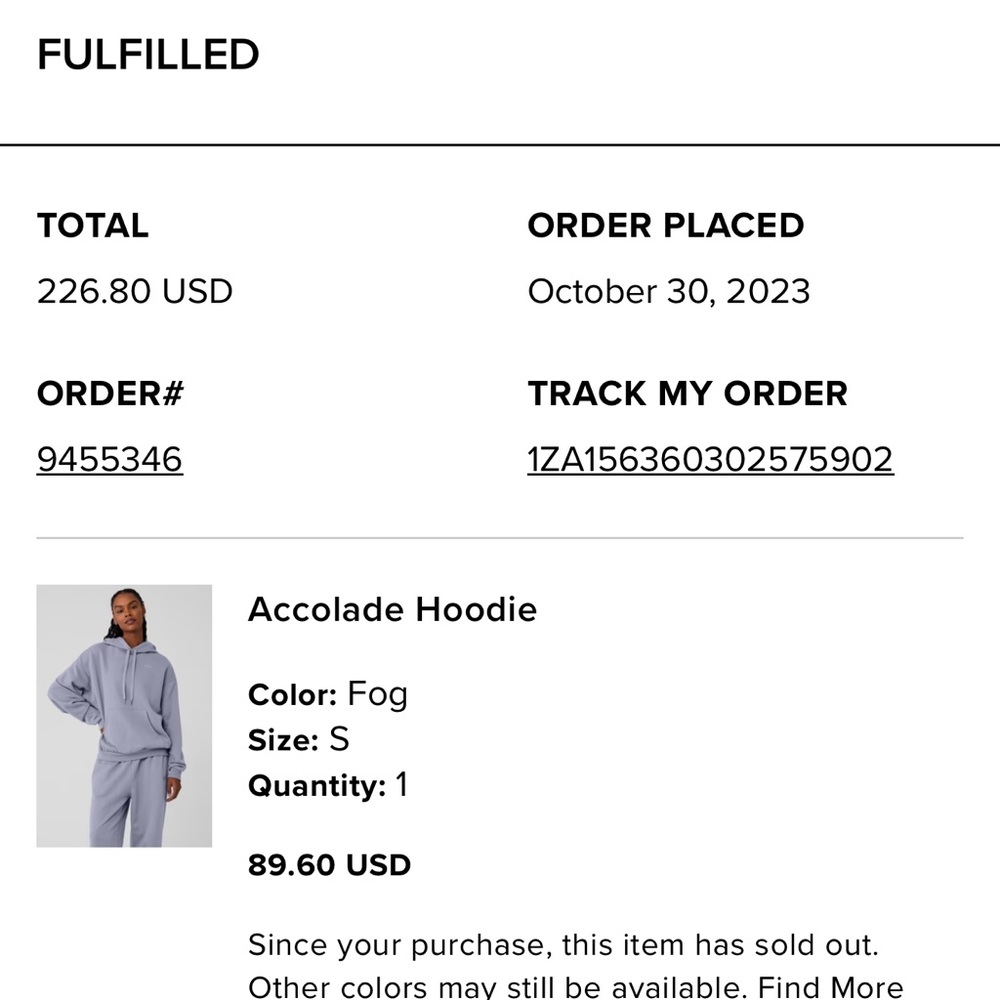 Alo Purple Hoodie and Sweatpants Set - Picture 2 of 2